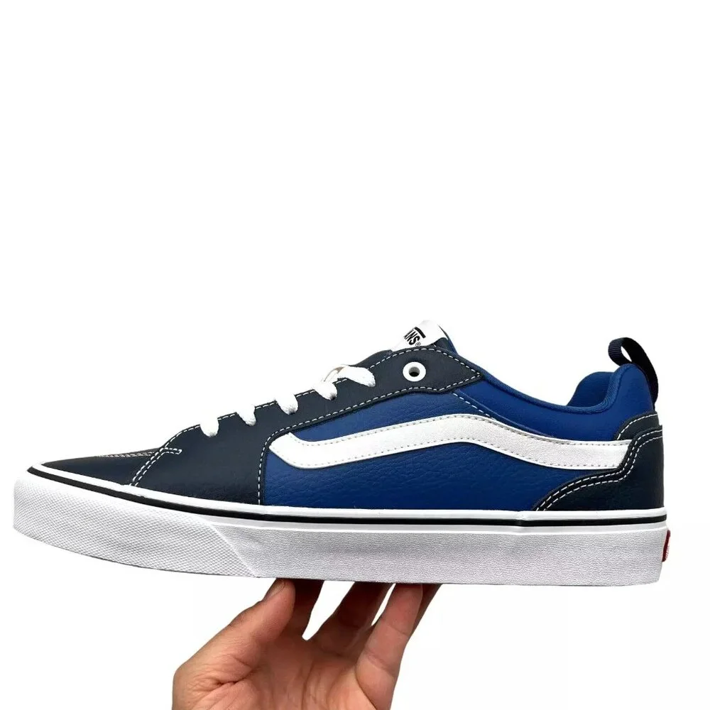 Vans Filmore Men's Casual Leather Sneaker Size 10 Navy -Royal Blue Lace up Shoes